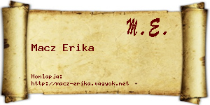 Macz Erika névjegykártya